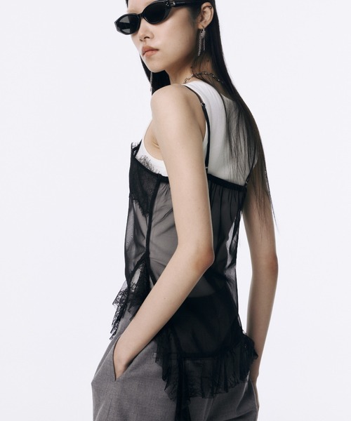 JOSE MOON（ジョゼムーン）の「LACE TRIM CAMI/レーストリムキャミ（キャミソール・レディース・ブルー/オレンジ/ブラック/ホワイト・FREE）」の5枚目の写真