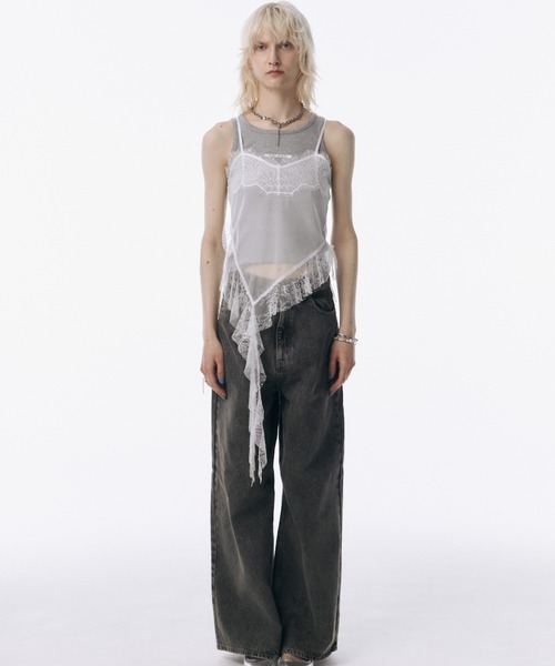 JOSE MOON（ジョゼムーン）の「LACE TRIM CAMI/レーストリムキャミ（キャミソール・レディース・ブルー/オレンジ/ブラック/ホワイト・FREE）」の9枚目の写真