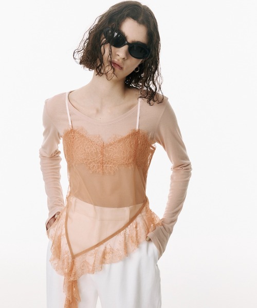 JOSE MOON（ジョゼムーン）の「LACE TRIM CAMI/レーストリムキャミ（キャミソール・レディース・ブルー/オレンジ/ブラック/ホワイト・FREE）」の10枚目の写真