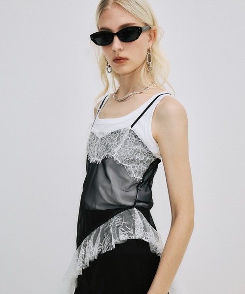 JOSE MOON（ジョゼムーン）の「LACE TRIM CAMI/レーストリムキャミ（キャミソール・レディース・ブルー/オレンジ/ブラック/ホワイト・FREE）」の7枚目の写真