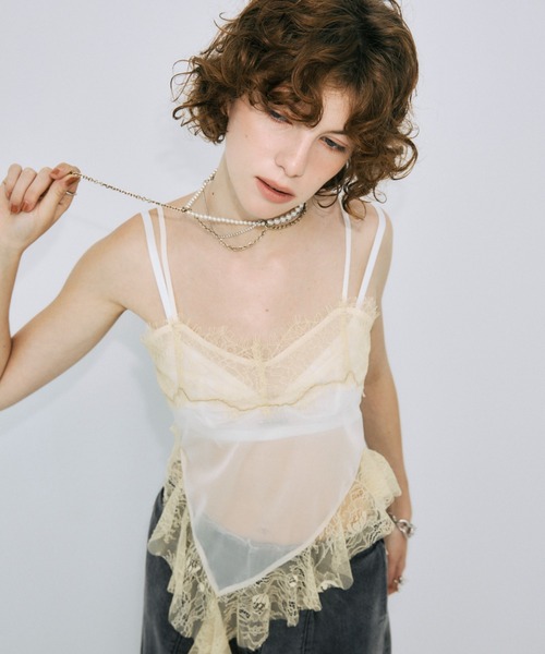 JOSE MOON（ジョゼムーン）の「LACE TRIM CAMI/レーストリムキャミ（キャミソール・レディース・ブルー/オレンジ/ブラック/ホワイト・FREE）」の20枚目の写真