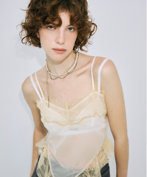 JOSE MOON（ジョゼムーン）の「LACE TRIM CAMI/レーストリムキャミ（キャミソール・レディース・ブルー/オレンジ/ブラック/ホワイト・FREE）」の19枚目の写真