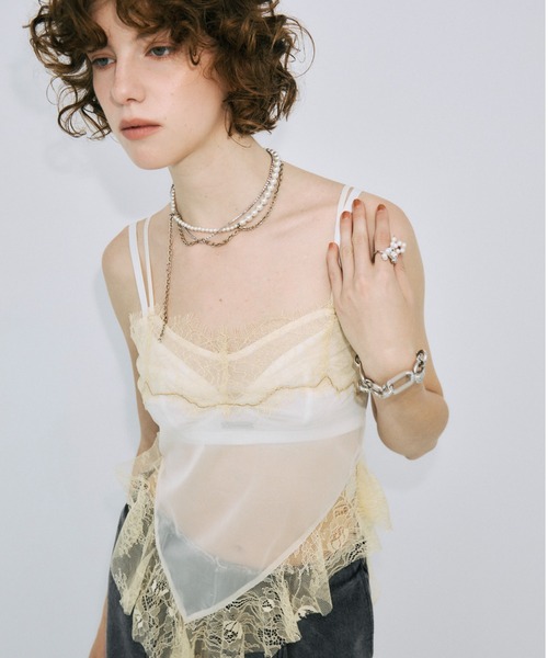 JOSE MOON（ジョゼムーン）の「LACE TRIM CAMI/レーストリムキャミ（キャミソール・レディース・ブルー/オレンジ/ブラック/ホワイト・FREE）」の21枚目の写真