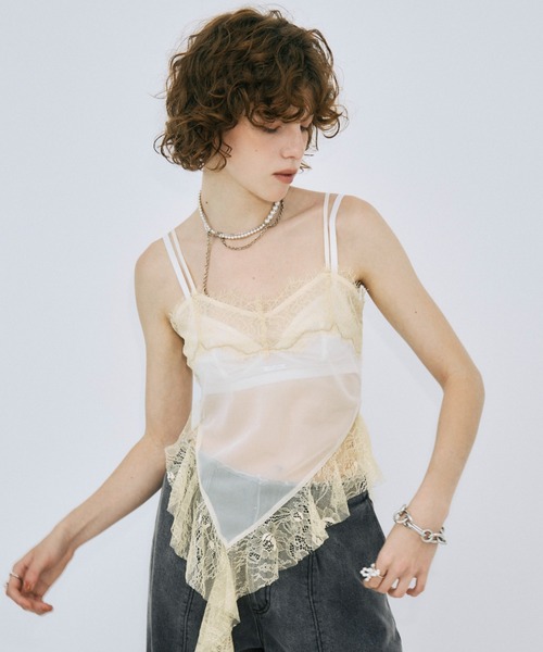 JOSE MOON（ジョゼムーン）の「LACE TRIM CAMI/レーストリムキャミ（キャミソール・レディース・ブルー/オレンジ/ブラック/ホワイト・FREE）」の15枚目の写真