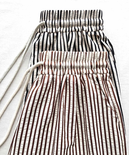 Q（キュー）の「ストライプリラックスパンツ（その他パンツ・レディース・ブラウン系その他/ブラック系その他・MEDIUM）」の11枚目の写真