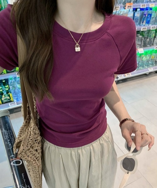 gossip!ロサンゼルス(ゴシップロサンゼルス)の「Y2Kガーリー*バックオープンショートスリーブTシャツ(Tシャツ/カットソー・レディース・ブラック/パープル・FREE)」の12枚目の写真
