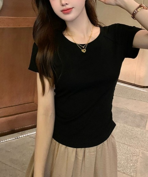 gossip!ロサンゼルス(ゴシップロサンゼルス)の「Y2Kガーリー*バックオープンショートスリーブTシャツ(Tシャツ/カットソー・レディース・ブラック/パープル・FREE)」の16枚目の写真