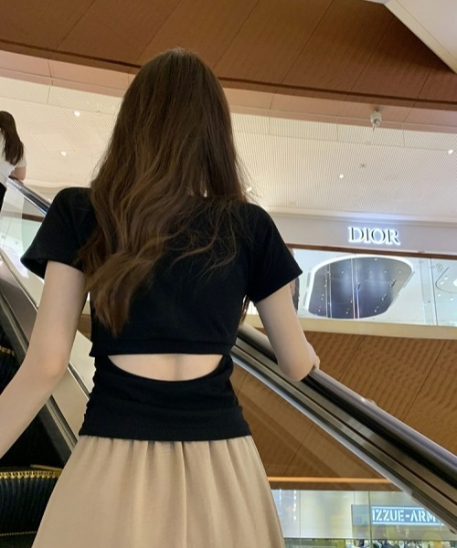 gossip!ロサンゼルス(ゴシップロサンゼルス)の「Y2Kガーリー*バックオープンショートスリーブTシャツ(Tシャツ/カットソー・レディース・ブラック/パープル・FREE)」の20枚目の写真