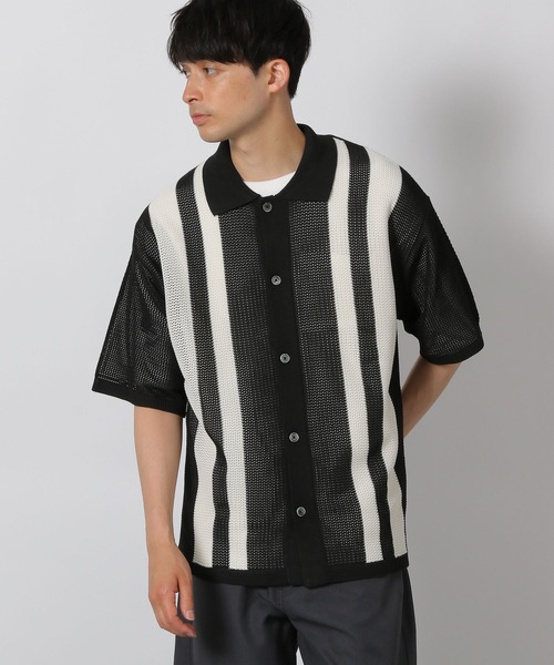セール】透かし編みストライプシャツ / 498347（シャツ/ブラウス