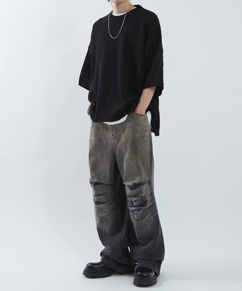 セール】グラデーション タック デニムパンツ（デニムパンツ