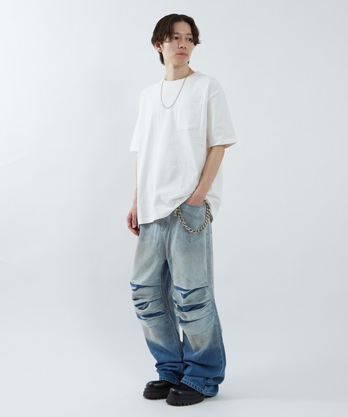 セール】グラデーション タック デニムパンツ（デニムパンツ