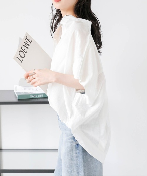 La-gemme(ラジェム)の「ドローストリングヘムシャツ(シャツ/ブラウス・レディース・ホワイト/ピンク/オリーブ/グレイッシュベージュ/ブラック・フリー)」の11枚目の写真