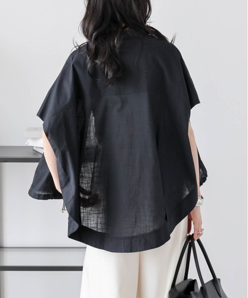 La-gemme(ラジェム)の「ドローストリングヘムシャツ(シャツ/ブラウス・レディース・ホワイト/ピンク/オリーブ/グレイッシュベージュ/ブラック・フリー)」の15枚目の写真