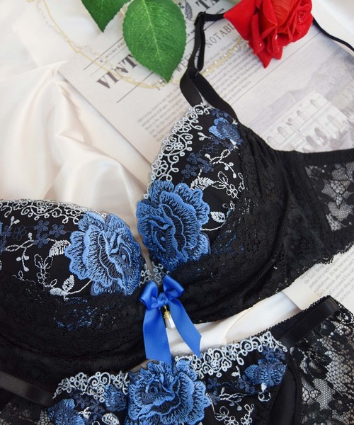 大人気❤️グラジオラスレース❤️上下セット❤️刺繍デザイン❤️バックレース❤️ セール】【Elegant Style】大ぶりフラワー刺繍+脇高設計!カップ