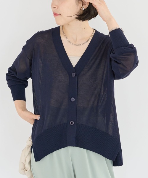 Green　Parks（グリーンパークス）の「[ZOZO限定]接触冷感Vネックカーディガン（カーディガン/ボレロ・レディース・ピンク/ネイビー/グレー/ブラック・FREE）」の3枚目の写真