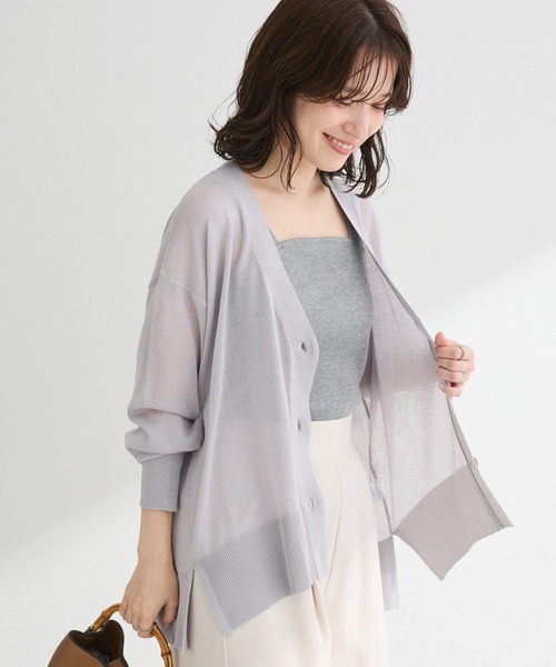 Green　Parks（グリーンパークス）の「[ZOZO限定]接触冷感Vネックカーディガン（カーディガン/ボレロ・レディース・ピンク/ネイビー/グレー/ブラック・FREE）」の2枚目の写真