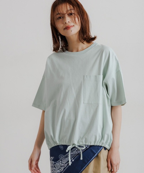 studio CLIP（スタディオクリップ）の「裾ドロストポケットTシャツ（Tシャツ/カットソー・レディース・ライトグリーン/オフホワイト/レッド/チャコール・FREE）」の3枚目の写真