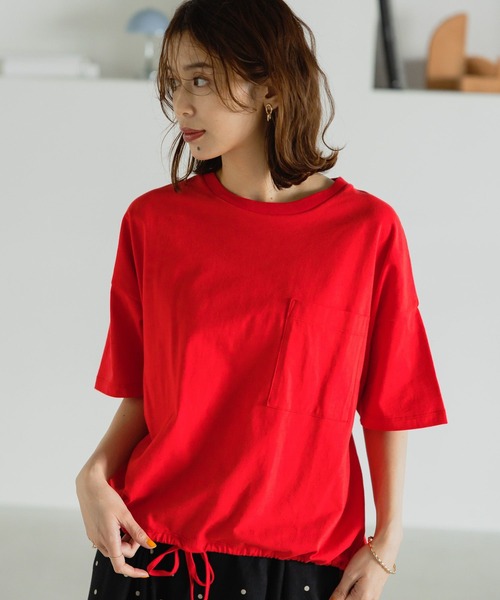 studio CLIP（スタディオクリップ）の「裾ドロストポケットTシャツ（Tシャツ/カットソー・レディース・ライトグリーン/オフホワイト/レッド/チャコール・FREE）」の22枚目の写真