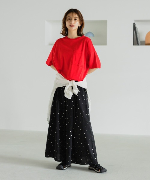 studio CLIP（スタディオクリップ）の「裾ドロストポケットTシャツ（Tシャツ/カットソー・レディース・ライトグリーン/オフホワイト/レッド/チャコール・FREE）」の19枚目の写真