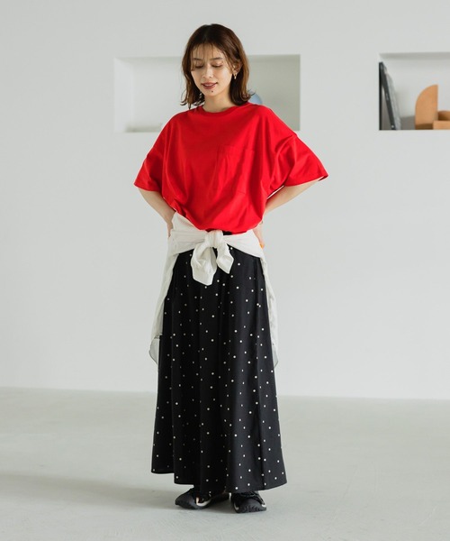 studio CLIP（スタディオクリップ）の「裾ドロストポケットTシャツ（Tシャツ/カットソー・レディース・ライトグリーン/オフホワイト/レッド/チャコール・FREE）」の17枚目の写真