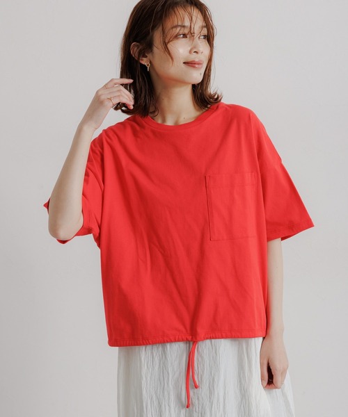 studio CLIP（スタディオクリップ）の「裾ドロストポケットTシャツ（Tシャツ/カットソー・レディース・ライトグリーン/オフホワイト/レッド/チャコール・FREE）」の16枚目の写真