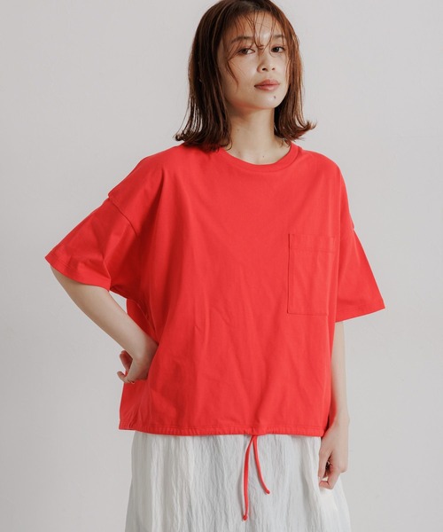 studio CLIP（スタディオクリップ）の「裾ドロストポケットTシャツ（Tシャツ/カットソー・レディース・ライトグリーン/オフホワイト/レッド/チャコール・FREE）」の15枚目の写真