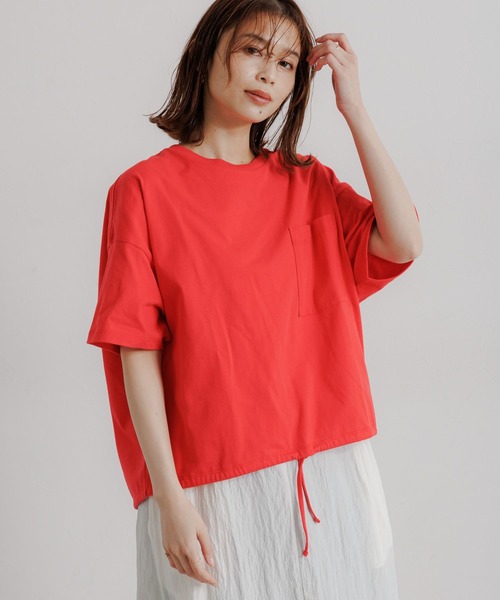 studio CLIP（スタディオクリップ）の「裾ドロストポケットTシャツ（Tシャツ/カットソー・レディース・ライトグリーン/オフホワイト/レッド/チャコール・FREE）」の14枚目の写真