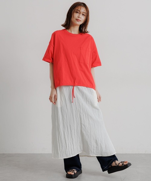 studio CLIP（スタディオクリップ）の「裾ドロストポケットTシャツ（Tシャツ/カットソー・レディース・ライトグリーン/オフホワイト/レッド/チャコール・FREE）」の12枚目の写真