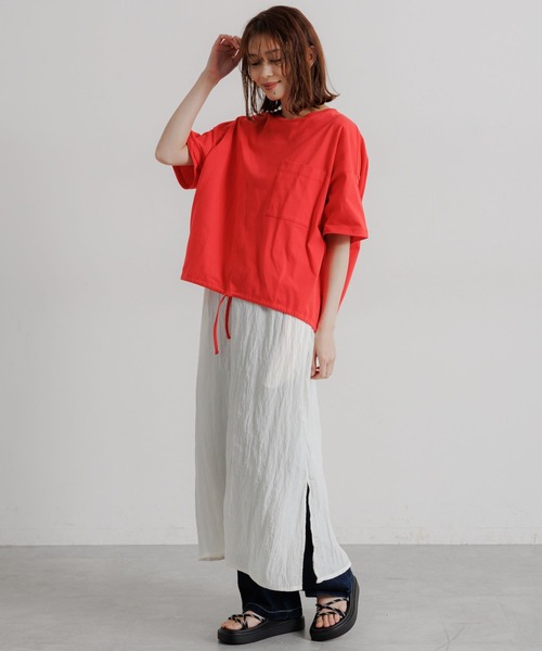 studio CLIP（スタディオクリップ）の「裾ドロストポケットTシャツ（Tシャツ/カットソー・レディース・ライトグリーン/オフホワイト/レッド/チャコール・FREE）」の11枚目の写真