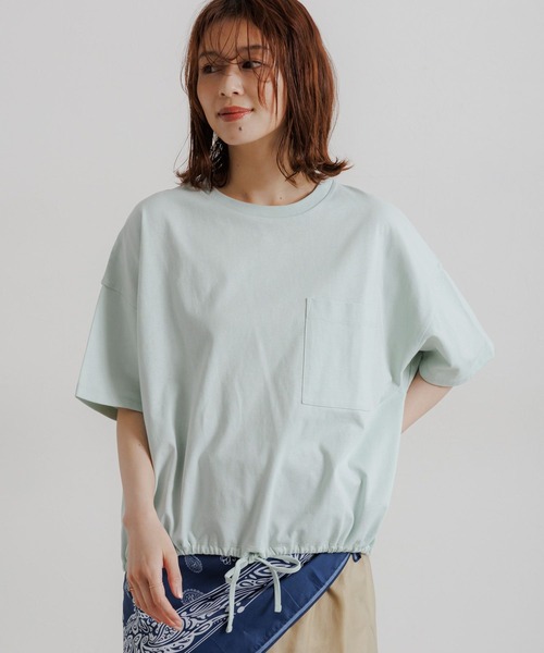 studio CLIP（スタディオクリップ）の「裾ドロストポケットTシャツ（Tシャツ/カットソー・レディース・ライトグリーン/オフホワイト/レッド/チャコール・FREE）」の10枚目の写真