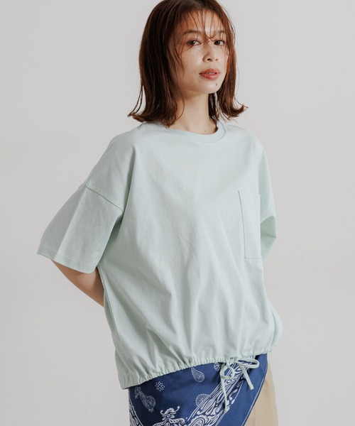 studio CLIP（スタディオクリップ）の「裾ドロストポケットTシャツ（Tシャツ/カットソー・レディース・ライトグリーン/オフホワイト/レッド/チャコール・FREE）」の9枚目の写真
