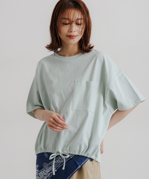 studio CLIP（スタディオクリップ）の「裾ドロストポケットTシャツ（Tシャツ/カットソー・レディース・ライトグリーン/オフホワイト/レッド/チャコール・FREE）」の8枚目の写真