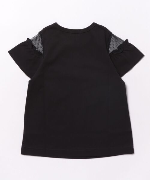 HAKKA KIDS(ハッカキッズ)の「袖チュール切替オフショルダーTシャツ(Tシャツ/カットソー・キッズ・ブラック/ホワイト・110cm/130cm/120cm)」の3枚目の写真