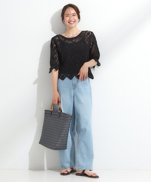 DRESKIP(ドレスキップ)の「【2WAY】大人のほんのり甘いスタイルに クロシェレースカーディガン(カーディガン/ボレロ・レディース・ライトベージュ/ブラック/グリーン系・03/02)」の5枚目の写真