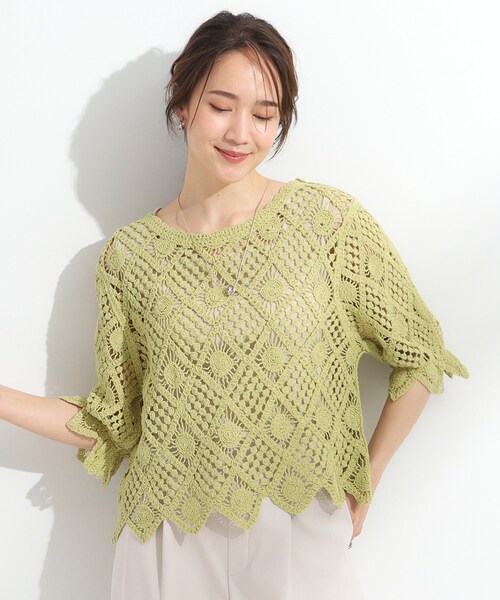 DRESKIP(ドレスキップ)の「【2WAY】大人のほんのり甘いスタイルに クロシェレースカーディガン(カーディガン/ボレロ・レディース・ライトベージュ/ブラック/グリーン系・03/02)」の9枚目の写真