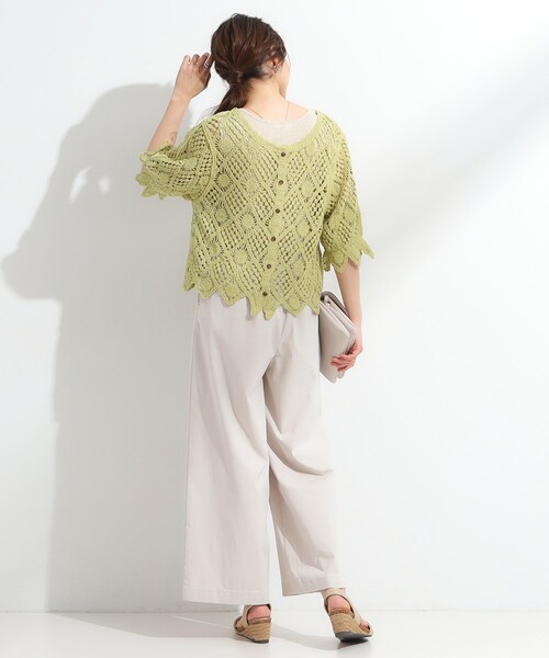 DRESKIP(ドレスキップ)の「【2WAY】大人のほんのり甘いスタイルに クロシェレースカーディガン(カーディガン/ボレロ・レディース・ライトベージュ/ブラック/グリーン系・03/02)」の12枚目の写真