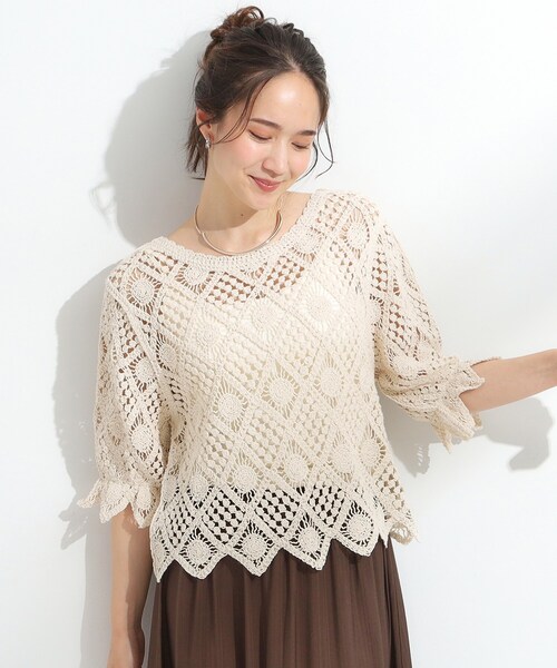DRESKIP(ドレスキップ)の「【2WAY】大人のほんのり甘いスタイルに クロシェレースカーディガン(カーディガン/ボレロ・レディース・ライトベージュ/ブラック/グリーン系・03/02)」の16枚目の写真