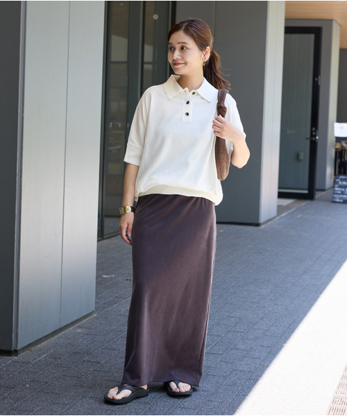 JOURNAL STANDARD(ジャーナルスタンダード)の「《追加》アイスコットンオーバーサイズポロシャツ(ニット/セーター・レディース・ホワイト×ホワイト/グリーン/ネイビー・FREE)」の7枚目の写真