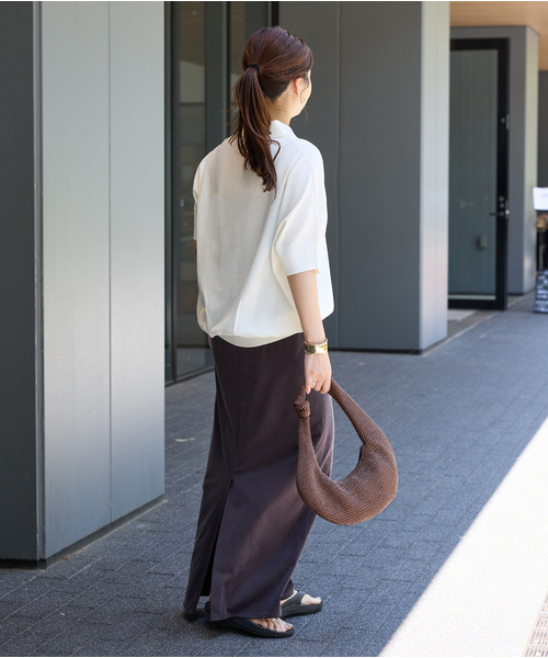 JOURNAL STANDARD(ジャーナルスタンダード)の「《追加》アイスコットンオーバーサイズポロシャツ(ニット/セーター・レディース・ホワイト×ホワイト/グリーン/ネイビー・FREE)」の8枚目の写真