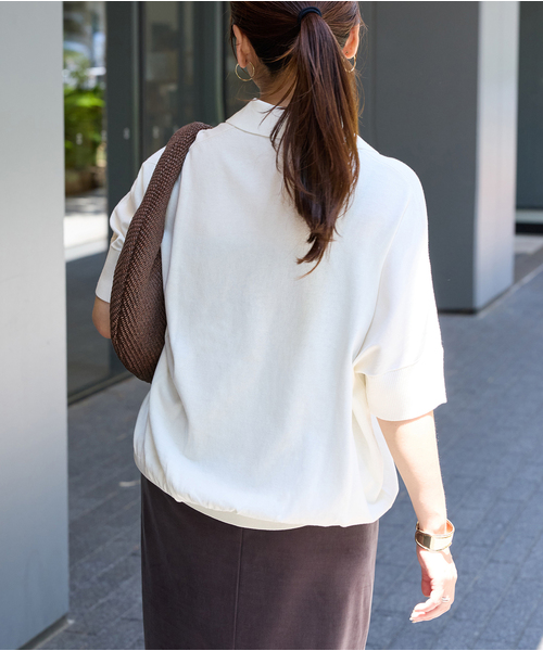 JOURNAL STANDARD(ジャーナルスタンダード)の「《追加》アイスコットンオーバーサイズポロシャツ(ニット/セーター・レディース・ホワイト×ホワイト/グリーン/ネイビー・FREE)」の9枚目の写真