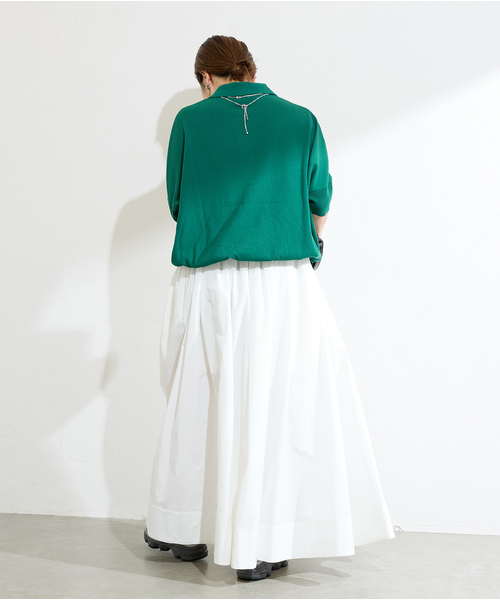 JOURNAL STANDARD(ジャーナルスタンダード)の「《追加》アイスコットンオーバーサイズポロシャツ(ニット/セーター・レディース・ホワイト×ホワイト/グリーン/ネイビー・FREE)」の12枚目の写真