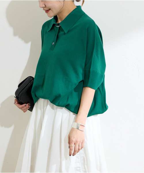 JOURNAL STANDARD(ジャーナルスタンダード)の「《追加》アイスコットンオーバーサイズポロシャツ(ニット/セーター・レディース・ホワイト×ホワイト/グリーン/ネイビー・FREE)」の15枚目の写真