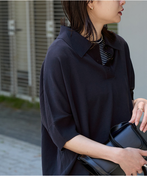 JOURNAL STANDARD(ジャーナルスタンダード)の「《追加》アイスコットンオーバーサイズポロシャツ(ニット/セーター・レディース・ホワイト×ホワイト/グリーン/ネイビー・FREE)」の21枚目の写真