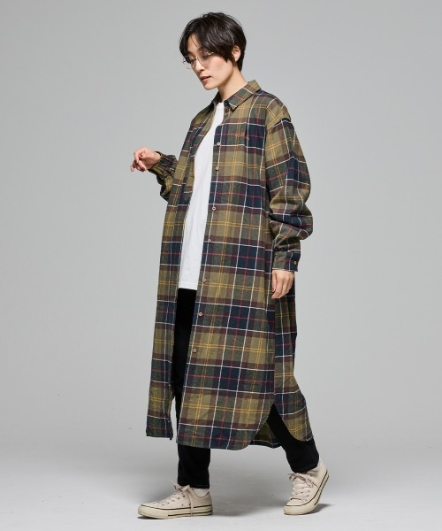 KRIFF MAYER Lady's Collection（クリフメイヤーレディースコレクション）の「【綿100％】ビエラシャツワンピース（シャツワンピース・レディース・カラフル/チャコール/その他5/ナチュラル/レッド/オリーブ・MEDIUM/LARGE）」の3枚目の写真