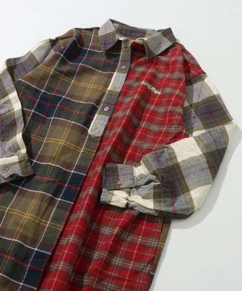 KRIFF MAYER Lady's Collection（クリフメイヤーレディースコレクション）の「【綿100％】ビエラシャツワンピース（シャツワンピース・レディース・カラフル/チャコール/その他5/ナチュラル/レッド/オリーブ・MEDIUM/LARGE）」の6枚目の写真