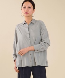 marmors マルモア ブルー ロゴ刺繍 シャツ ブラウス　日本製　ブルー marmors マルモア ブルー ロゴ刺繍 シャツ ブラウス 日本製