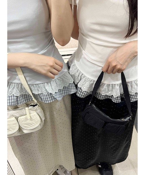 WEGO（ウィゴー）の「【PHILLY】レースヘムショルダーリボントップス（Tシャツ/カットソー・レディース・サックスブルー/ホワイト・FREE）」の16枚目の写真