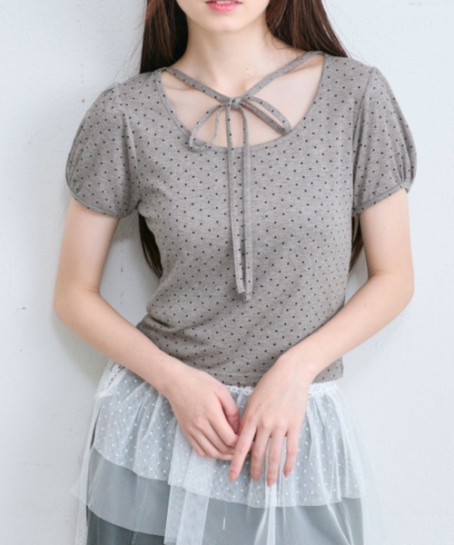 OLIVE des OLIVE（オリーブデオリーブ）の「デコルテリボンパフインナー（Tシャツ/カットソー・レディース・トップグレー/オフホワイト/ホワイト・FREE）」の11枚目の写真