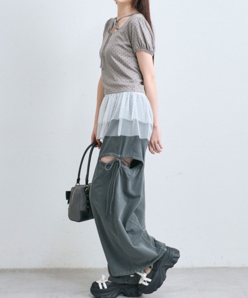 OLIVE des OLIVE（オリーブデオリーブ）の「デコルテリボンパフインナー（Tシャツ/カットソー・レディース・トップグレー/オフホワイト/ホワイト・FREE）」の12枚目の写真