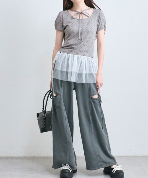 OLIVE des OLIVE（オリーブデオリーブ）の「デコルテリボンパフインナー（Tシャツ/カットソー・レディース・トップグレー/オフホワイト/ホワイト・FREE）」の13枚目の写真